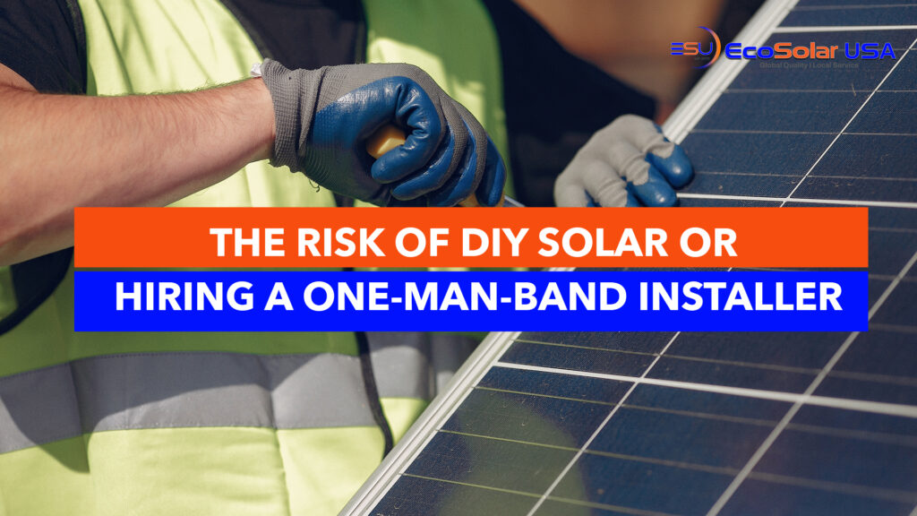 one-man-band installing solar panel on rooftop
