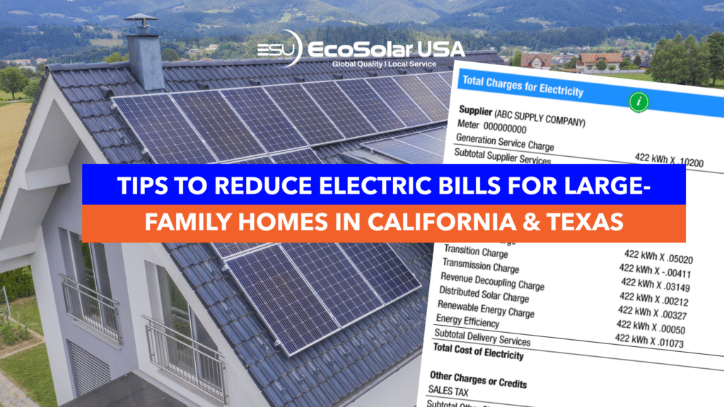 House with solar panels on rooftop with electric bill